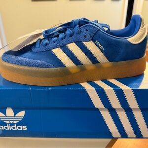 adidas Samba Suede Sneaker in Royal Blue & White with Gum Sole